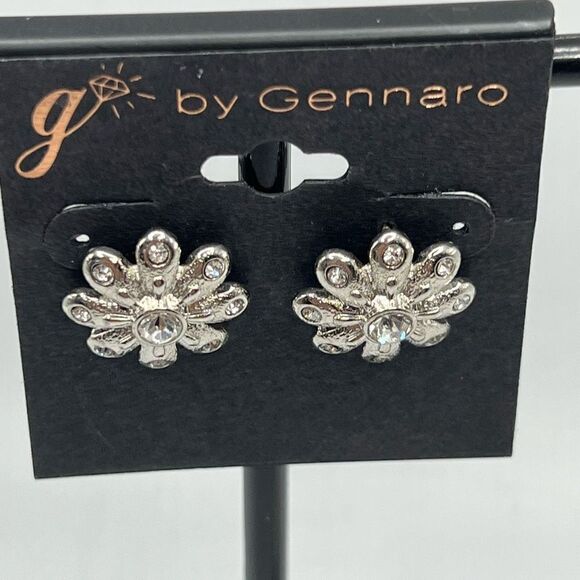 G by Gennaro Dangle Earrings Floral  Post Silver - Picture 3 of 6